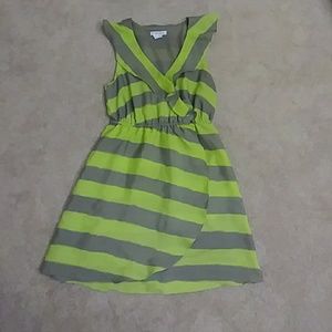 Green and Tan BCBG Ruffle Dress